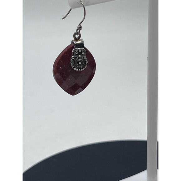 Sterling Silver 925 Goldstone Faceted Glass Glittering Speckled Dangle earrings - Picture 6 of 6